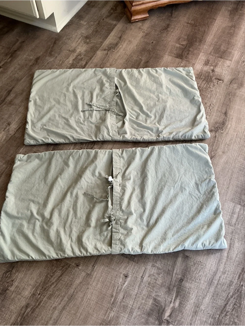 Garnet Hill King Pillow Shams Pair Quilted 100% Cotton Sage Green Handcrafted